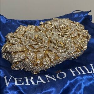 New Verano Hill Gold and Silver Rose Clutch